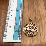 Shema Yisrael Domed Round Pendant in 14K Gold