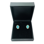Hamsa Stud Earrings with Blue Opalite in 14K Gold