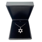 Classic Diamond Star of David Pendant in 18k White Gold