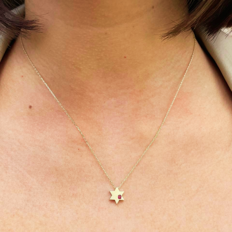Birthstone Star of David Pendant in 14K Gold - Protection and Luck