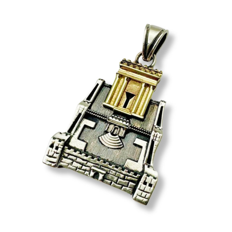 Holy Temple Pendant in 925 Sterling Silver and 14K Gold with Silver Chain