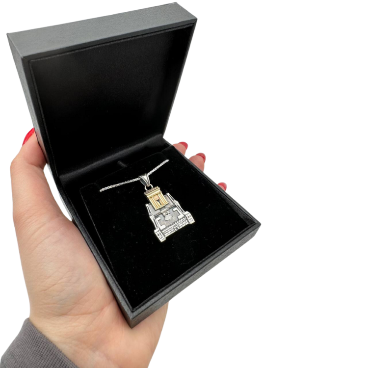 Holy Temple Pendant in 925 Sterling Silver and 14K Gold with Silver Chain