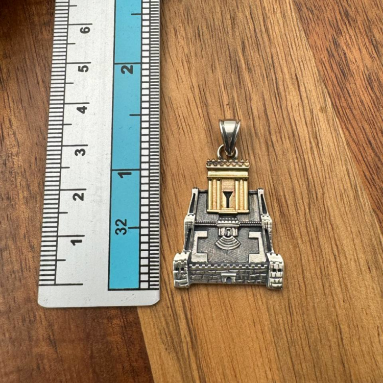 Holy Temple Pendant in 925 Sterling Silver and 14K Gold with Silver Chain