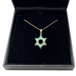 Eilat Stone Star of David Pendant in 14K Gold – 18 mm Size