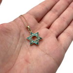 Eilat Stone Star of David Pendant in 14K Gold – 18 mm Size