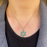 Eilat Stone Star of David Pendant in 14K Gold – 18 mm Size