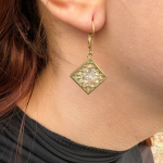 Roman Glass and Yemenite Filigree 14K Gold Earrings – Square
