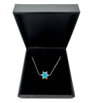 Modern Star of David Necklace with Blue Opalite in 14K Gold