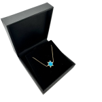 Modern Star of David Necklace with Blue Opalite in 14K Gold