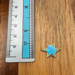 Modern Star of David Necklace with Blue Opalite in 14K Gold