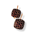 14K Rose Gold Garnet Pavé Square Earrings