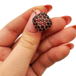14K Rose Gold Garnet Pavé Square Earrings