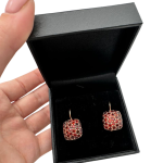 14K Rose Gold Garnet Pavé Square Earrings