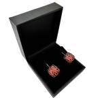 14K Rose Gold Garnet Pavé Square Earrings