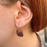 14K Rose Gold Garnet Pavé Square Earrings