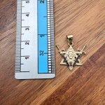 Two Swords Lion of Judah and Star of David Pendant in 14K Gold with Black Diamonds
