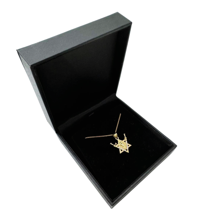 Two Swords Lion of Judah and Star of David Pendant in 14K Gold and Diamonds