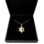 Star of David with Israel Map in 14K Gold Pendant