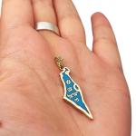 Map of Israel with Am Israel Chai and Star of David – 14K Gold Pendant with Blue Enamel