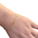 Map of Israel, Chai and Star of David Charm Bracelet in 14K Gold