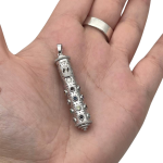 Mezuzah Shin Pendant in 14K White Gold with Hoshen Precious Stones