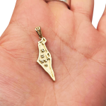 Star of David, Am Israel Chai in Map of Israel Pendant – 14K Gold