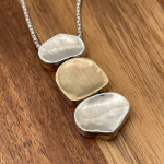 Israeli 3 Nugget Style Pendant Necklace in Silver and Gold