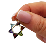 Colorful Gemstones Star of David Pendant in 14K Gold – 21 mm