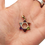 Colorful Gemstones Star of David Pendant in 14K Gold – 21 mm