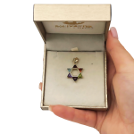 Colorful Gemstones Star of David Pendant in 14K Gold – 21 mm