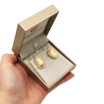 Jerusalem Stone Style Single Nugget Earrings in Silver and Gold