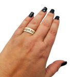 14k Gold Textured Cutout Hebrew Wedding Ring – 8 mm Width