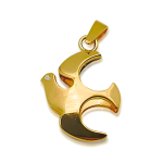 Dove of Peace Pendant in 14K Gold with Diamond and Ruby Gemstone – Reversible
