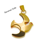 Dove of Peace Pendant in 14K Gold with Diamond and Ruby Gemstone – Reversible