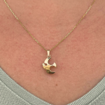 Dove of Peace Pendant in 14K Gold with Diamond and Ruby Gemstone – Reversible