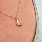 Dove of Peace Pendant in 14K Gold with Diamond and Ruby Gemstone – Reversible