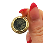 Masada Coin Pendant in 14K Gold with Spiral Frame Border