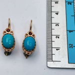 Oval Turquoise & Garnet Earrings in 14K Rose Gold