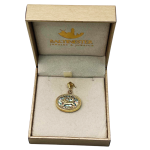 Lion of Megiddo Pendant in 14K Gold with Roman Glass