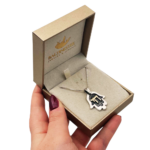 Hamsa with Chai Necklace in 925 Silver & 9K Gold