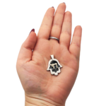Hamsa with Chai Necklace in 925 Silver & 9K Gold