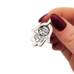 Silver Hamsa Necklace with Shema Israel and Hebrew Blessings