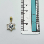 Diamond Star of David Pendant in 14K Yellow & White Gold with Blue Enamel – Small