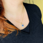 Diamond Star of David Pendant in 14K Yellow & White Gold with Blue Enamel – Small