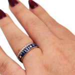 Ani Ledodi Diamond Hebrew Wedding Ring in 14K Gold and Blue Enamel