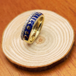 Ani Ledodi Diamond Hebrew Wedding Ring in 14K Gold and Blue Enamel