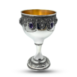 Amethyst Kiddush Cup Set in Sterling Silver with Filigree Yemenite Art