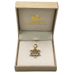 Diamond Studded Star of David Menorah Pendant in 14K Two Tone Gold – Large