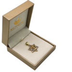 Diamond Studded Star of David Menorah Pendant in 14K Two Tone Gold – Large