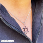 Star of David Pendant in 14K White Gold with Black Enamel